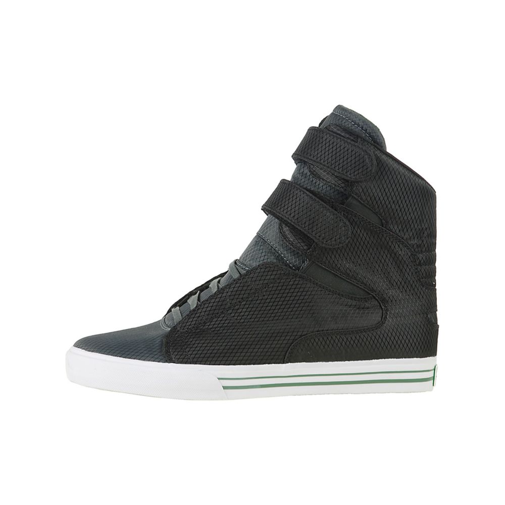 Baskets Montantes Supra TK Society Noir Black/Green Nylon Homme | JCX-40560970